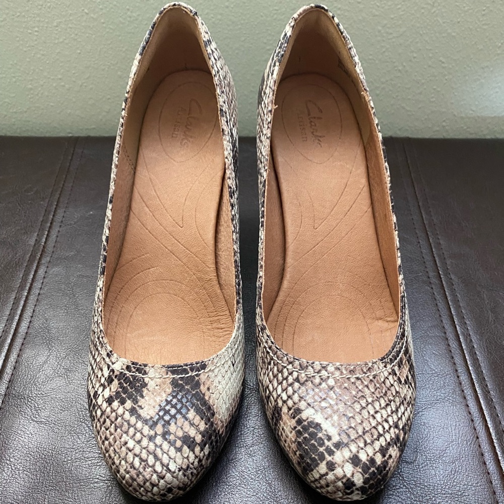 Clarks Snakeskin Wedges
